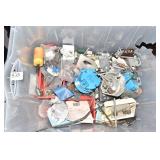 ORGANIZER W/ ELECTRICAL PARTS, PLUGS, ETC. RED