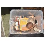 SANDPAPER TOTE W/ FLIP LID, PLUG BAR ETC.