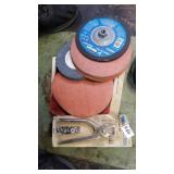 SANDPAPER, 7" METAL DISC. EYLET PLIERS,3/4" X 10