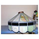 SLAG GLASS/LEADED LAMP GREEN/BROWN, CREAM COLOR