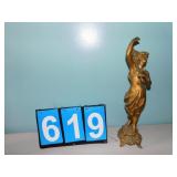 17" H POT METAL FIGURE W/ BRANCH, BRASS HORSE