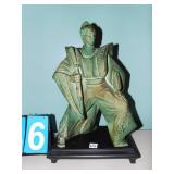 18" H X 13" W HEAVY ORIENTAL FIGURE W/ GREEN