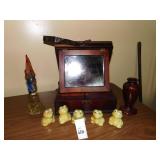 VANITY BOX BAND NEEDS GLUED, ART GLASS ROOSTER