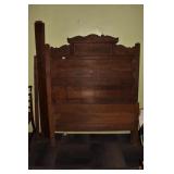OAK CARVED BED FULL SIZE