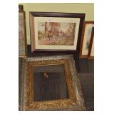 HUNT SCENE AND ORNATE FRAME SOME DAMAGE