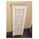 WHITE CABINET 2 SHELVES, IRON ON DOOR, PRESSED