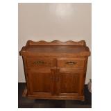OAK WASHSTAND W/ BACK SPLASH 2 DOOR