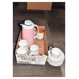 COFFEE THERMOS SET, CUPS SAUCERS