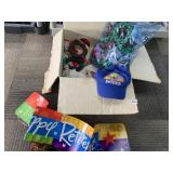 CHRISTMAS ITEMS, RETIRED HAT AND BANNER ETC.