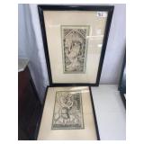 INK DRAWING SIGNED LR M. FITSCHEN 1970 - 22" H X