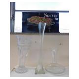 SILVERPLATE SERVER, VASES