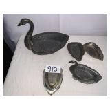 SWAN SET 4 PC. 6" H X 5" LARGEST SWAN MARKED