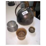 SOLID COPPER TEA POT, APPLIED HANDLE, COPPER