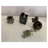 DRUM GOLD COPPER CANDLE STICK, INK WELL ETC.