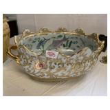 OVAL DOUBLE HANDLE FISH MOTIF BOWL 17" W X 10" D