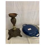 IRON LAMP STAND - MARBLE CENTER AND CAST-IRON POT