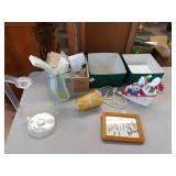 PAPER TOWEL HOLDER, SNOWMAN, VASE SMALL CHIP ON