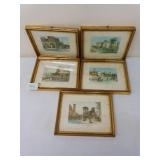 5 STREET SCENES 5.5" X 6" COLORFUL