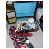 CASE, TIES, SMALL TOOLS, TIES ETC., TOBACCO JAR