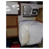 TWO PILLOWS, RADIO, PICTURE FRAMES