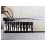 LARGE CHANNEL LOCK, CRAFTSMAN SOCKETS AND DRIVER