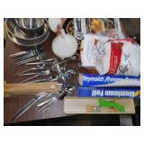 STAINLESS STEEL BOWLS, FOIL, FLATWARE, ETC.