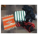 SMALL AREA RUG, LARGE LAUNDRY BAG, BUCKET