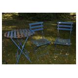 BLUE CHAIRS WITH BLUE TABLE