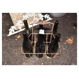 IRON BOTTLE HOLDER WITH ASSORTED BOTTLES