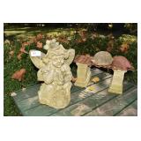 15IN STATUE AND CEMENT HEDGEHOG