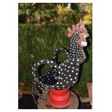 WOOD PAINTED ROOSTER MADE FROM TIRE