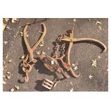 STEEL TONGS AND PULLEYS IRON WALL SHELF