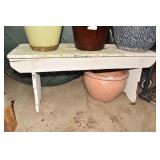 WHITE PAINTED BENCH WOOD 19" H BENCH X 14" D X