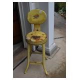 IRON STENCILED BACK STOOL 35" H
