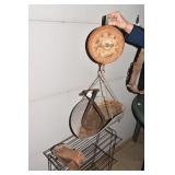 SCALE, ICE TONGS, LEATHER STRAP, ETC.