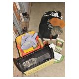 LEATHER GLOVES, RECYCLING POTS, TIN, ETC.