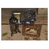 BASKET METAL W// LANTERN, MIRRORS, ETC.