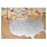 TIN 26" X 16" CUTOUT OF USA, RABBIT PLANTER,