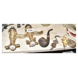 PIPE, POCKET WATCH CASE, BRASS FAUCET