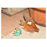 AMBER GLASS FISH AND BLUE/GREEN FISH