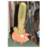CACTUS IN CLAY PIG PLANTER 20" H