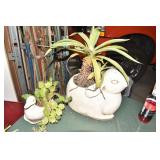 CACTUS AND BUNNY PLANTER W/ SISAL PLANT