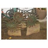 23" X 24" W - STONE BASE WITH IRON WHEEL VERY