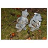 TWO CEMENT FROGS