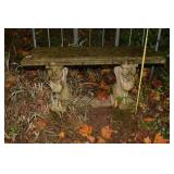 CEMENT PARK BENCH W/ 2 PIECE PEDESTAL BASE