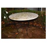 MARBLE TOP IRON BASE TABLE