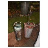 COPPER FIRE EXTINGUISHER AND RED METAL ONE