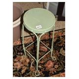 IRON GREEN ANTIQUE STOOL 24" H