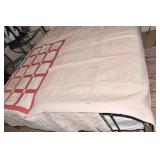 TWO HANDMADE CRIB QUILTS 49" SQUARE AND RED/WHITE