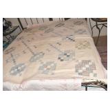 70" X 72" B/WHITE SQUARE QUILT SOME DAMAGE